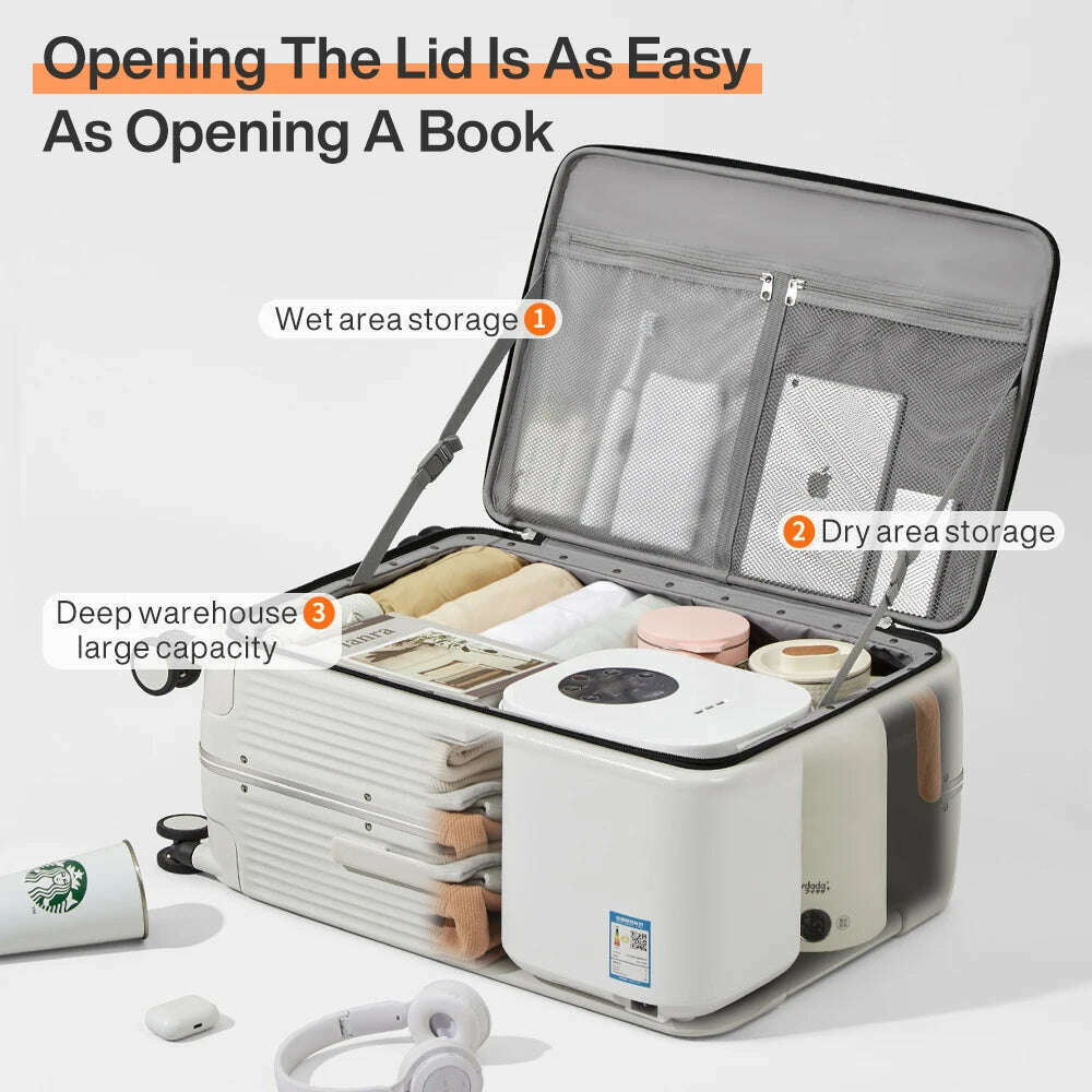 KIMLUD, Mixi New Aluminum Frame Suitcase Carry On Rolling Luggage with USB Port Boarding Cabin Cup and Phone Holder 20 24 Inch, KIMLUD Womens Clothes