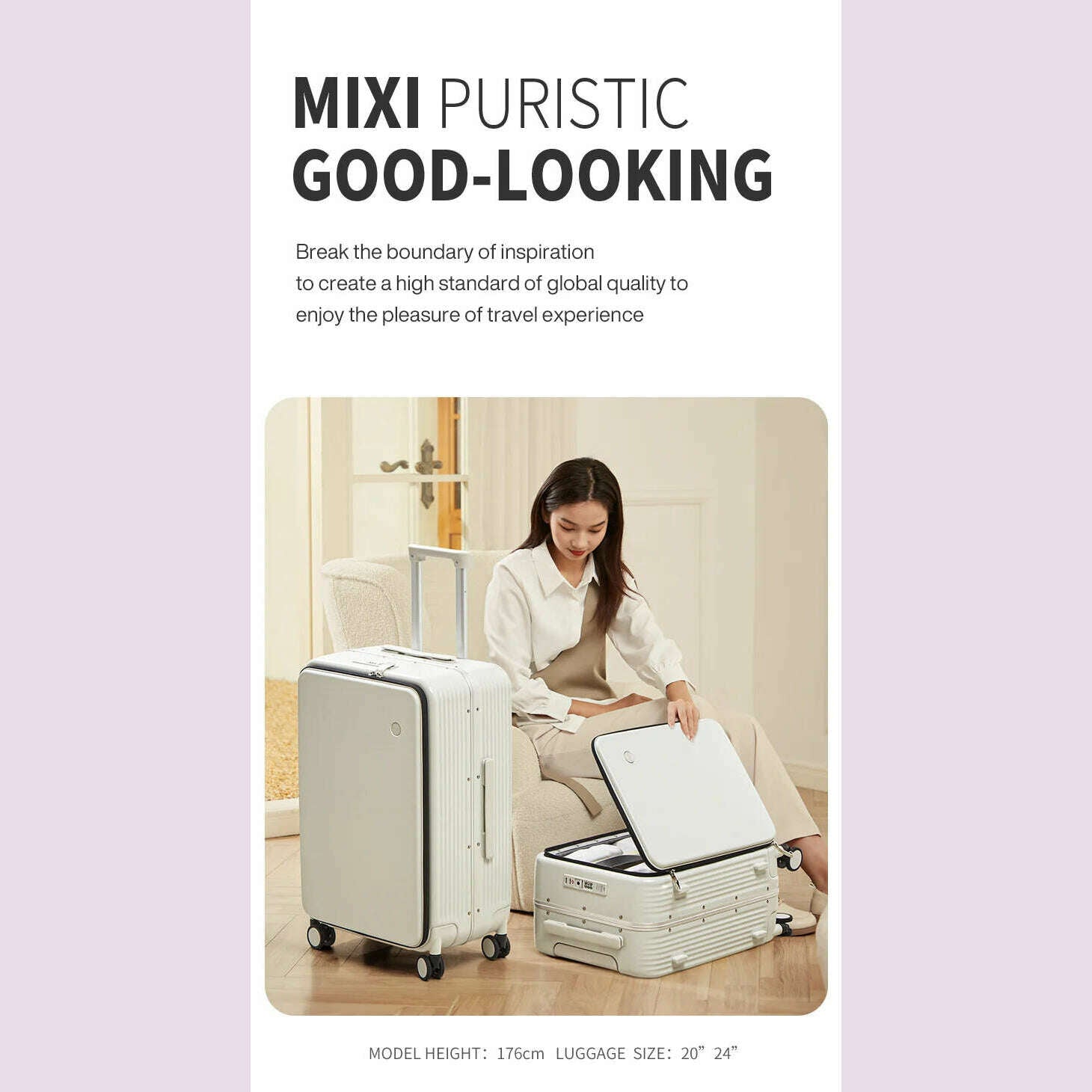 KIMLUD, Mixi New Aluminum Frame Suitcase Carry On Rolling Luggage with USB Port Boarding Cabin Cup and Phone Holder 20 24 Inch, KIMLUD Womens Clothes