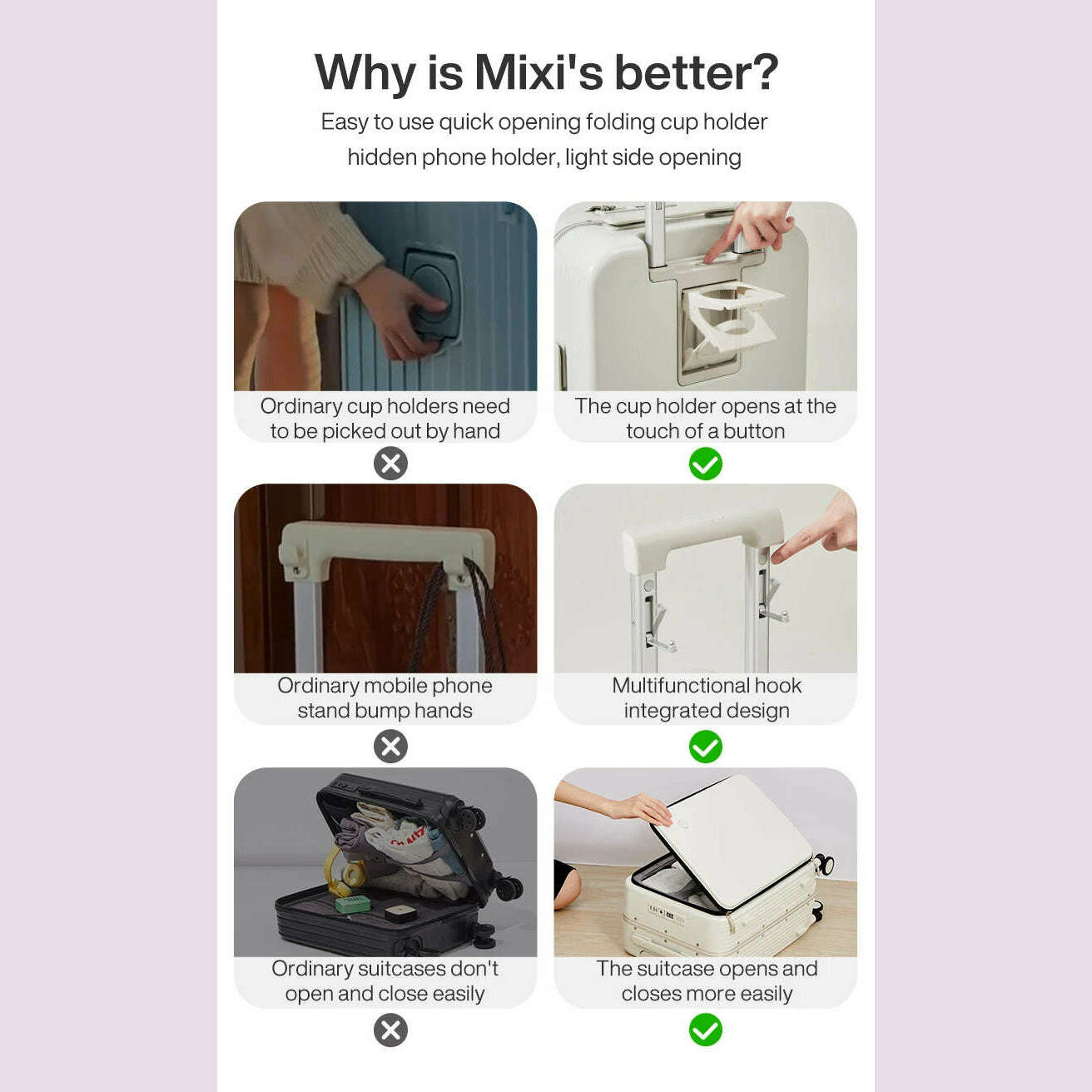KIMLUD, Mixi New Aluminum Frame Suitcase Carry On Rolling Luggage with USB Port Boarding Cabin Cup and Phone Holder 20 24 Inch, KIMLUD Womens Clothes
