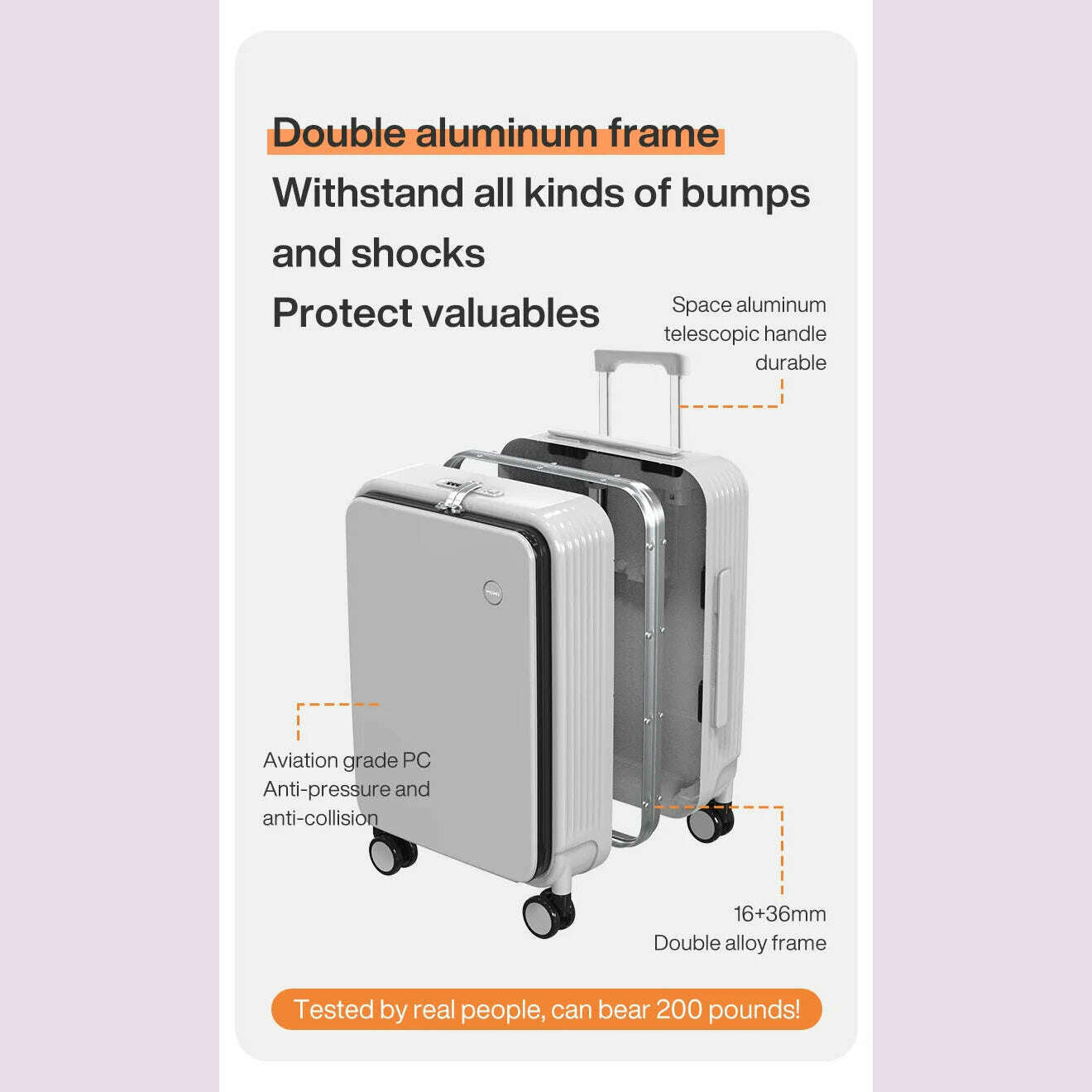 KIMLUD, Mixi New Aluminum Frame Suitcase Carry On Rolling Luggage with USB Port Boarding Cabin Cup and Phone Holder 20 24 Inch, KIMLUD Womens Clothes