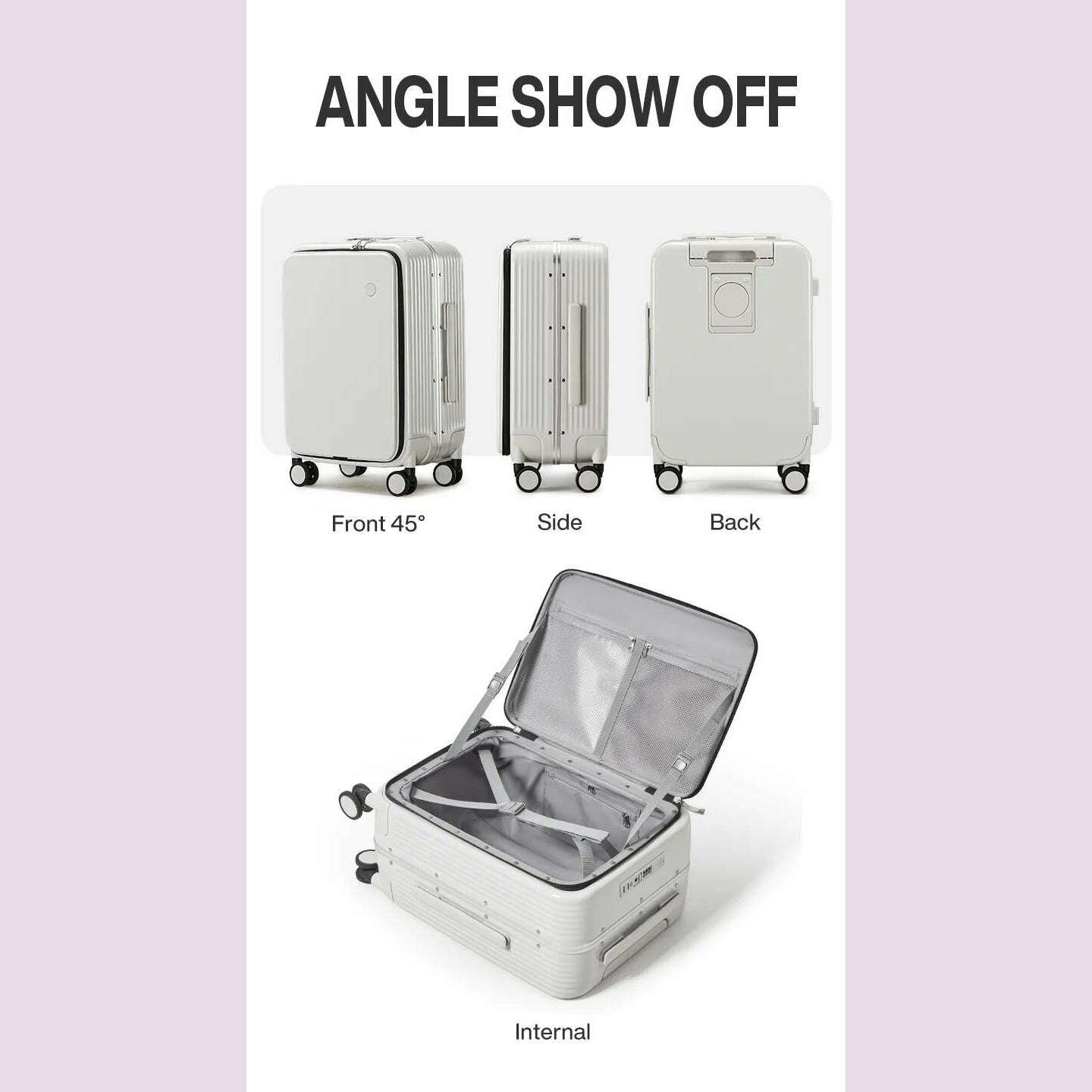 KIMLUD, Mixi New Aluminum Frame Suitcase Carry On Rolling Luggage with USB Port Boarding Cabin Cup and Phone Holder 20 24 Inch, KIMLUD Womens Clothes