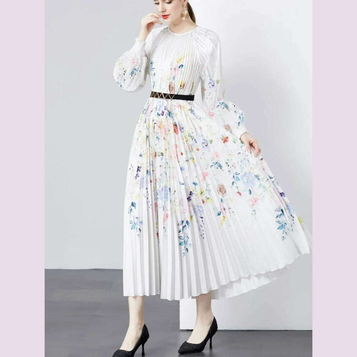 Miyake Pleated 5.5 Meters Oversized Skirt, Organ Pleated Dress, Age-reducing Versatile Mother Dress, Summer Dress - KIMLUD