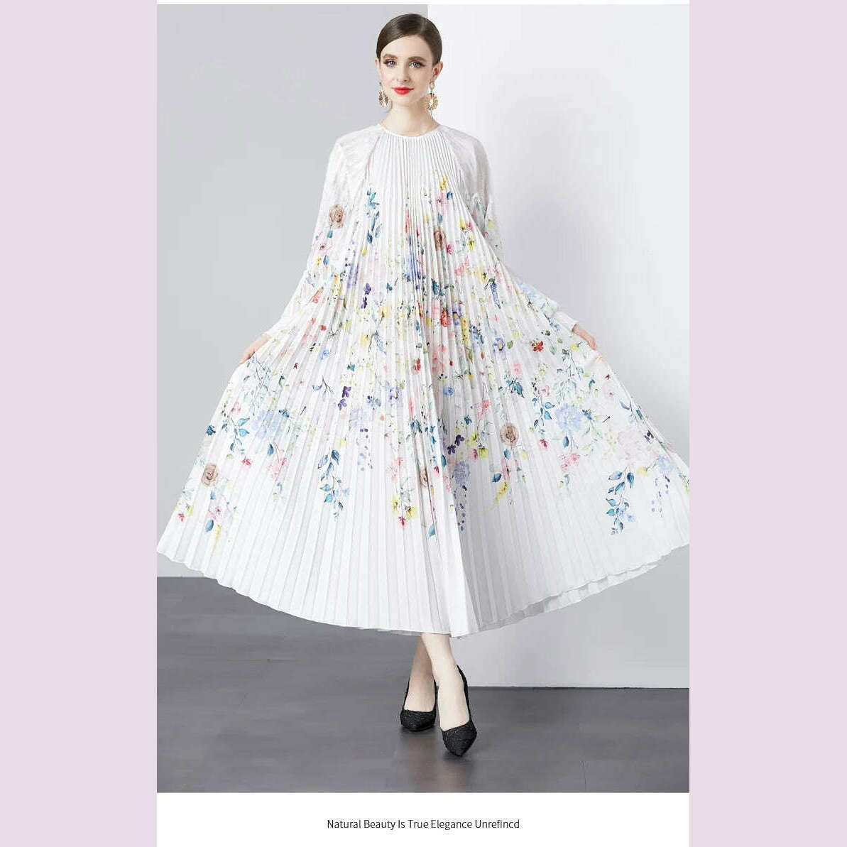 Miyake Pleated 5.5 Meters Oversized Skirt, Organ Pleated Dress, Age-reducing Versatile Mother Dress, Summer Dress - KIMLUD