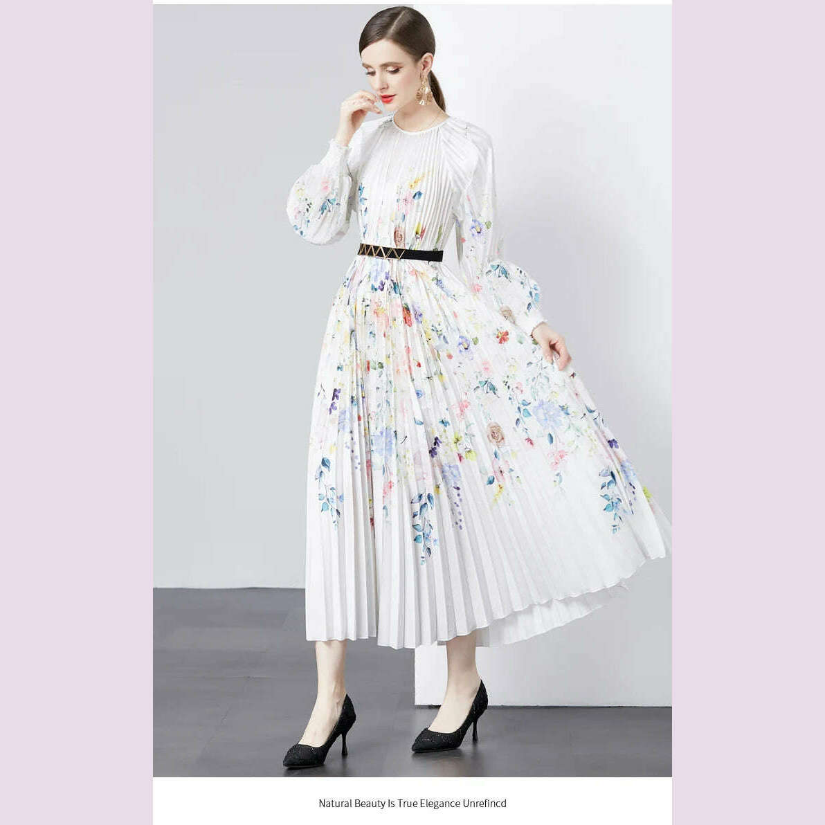 Miyake Pleated 5.5 Meters Oversized Skirt, Organ Pleated Dress, Age-reducing Versatile Mother Dress, Summer Dress - KIMLUD