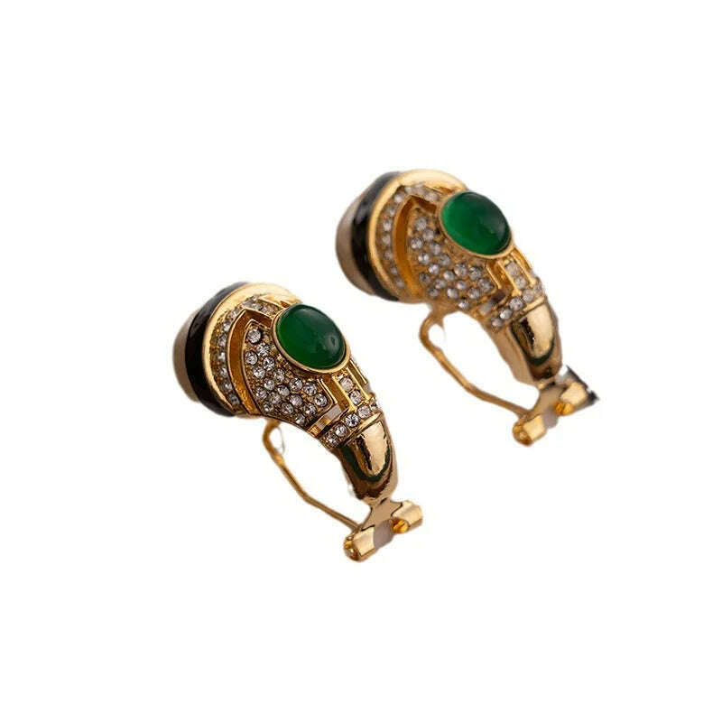 Modern Jewelry 925 Silver Needle Elegant Temperament Glass Green Color Simulated Pearl Earrings For Women Girl Gift 2023 New - KIMLUD