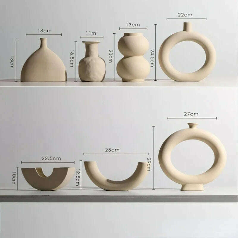 Modern Simple Ceramic Art Vase Dried Flowers Flower Arrangement Ornaments Living Room TV Cabinet Bedroom Desktop Home Decoration - KIMLUD