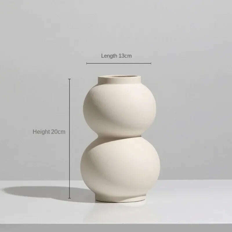 Modern Simple Ceramic Art Vase Dried Flowers Flower Arrangement Ornaments Living Room TV Cabinet Bedroom Desktop Home Decoration - KIMLUD