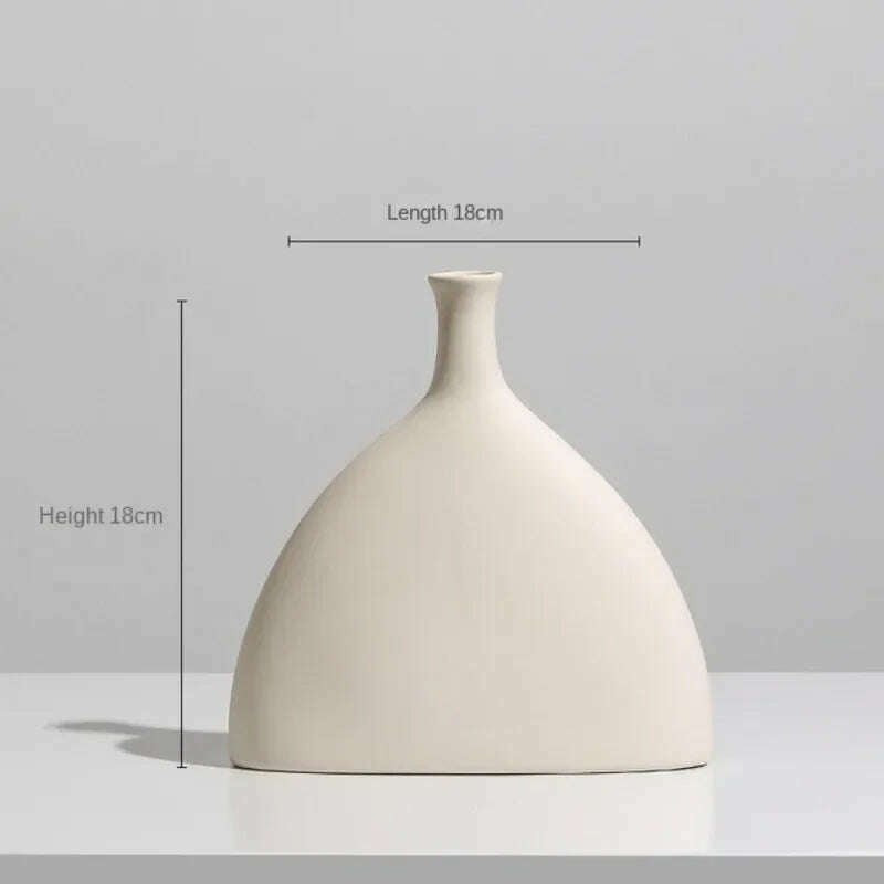 Modern Simple Ceramic Art Vase Dried Flowers Flower Arrangement Ornaments Living Room TV Cabinet Bedroom Desktop Home Decoration - KIMLUD