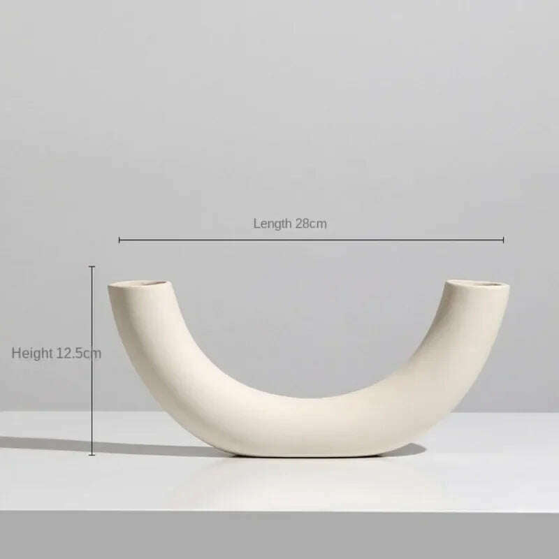 Modern Simple Ceramic Art Vase Dried Flowers Flower Arrangement Ornaments Living Room TV Cabinet Bedroom Desktop Home Decoration - KIMLUD