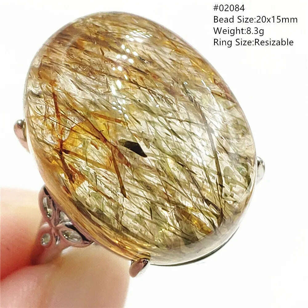Natural Black Copper Super Seven Rutilated Quartz Ring 925 Sterling Silver Lucky Jewelry Bead Adjustable Size Woman Men AAAAAA - KIMLUD