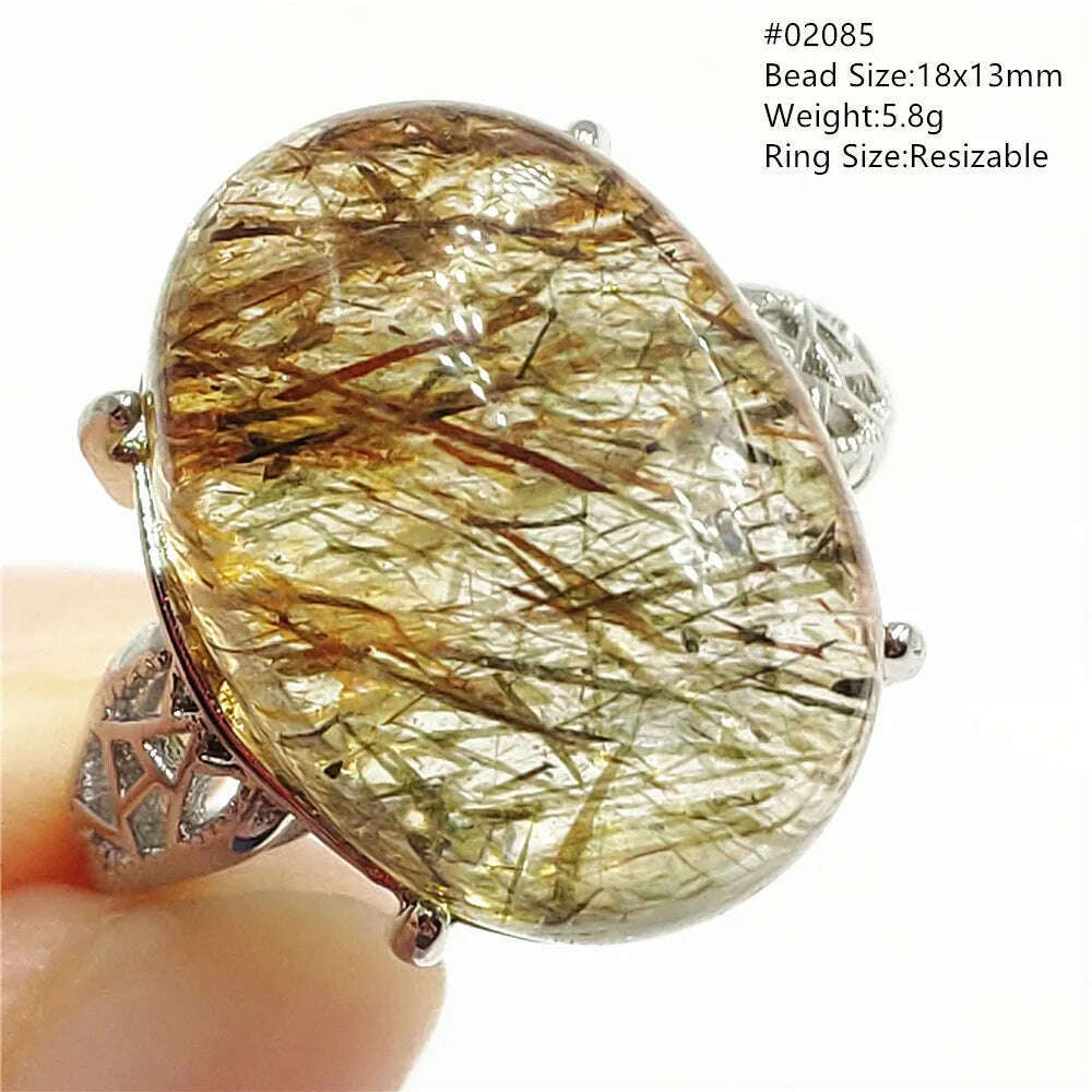 Natural Black Copper Super Seven Rutilated Quartz Ring 925 Sterling Silver Lucky Jewelry Bead Adjustable Size Woman Men AAAAAA - KIMLUD