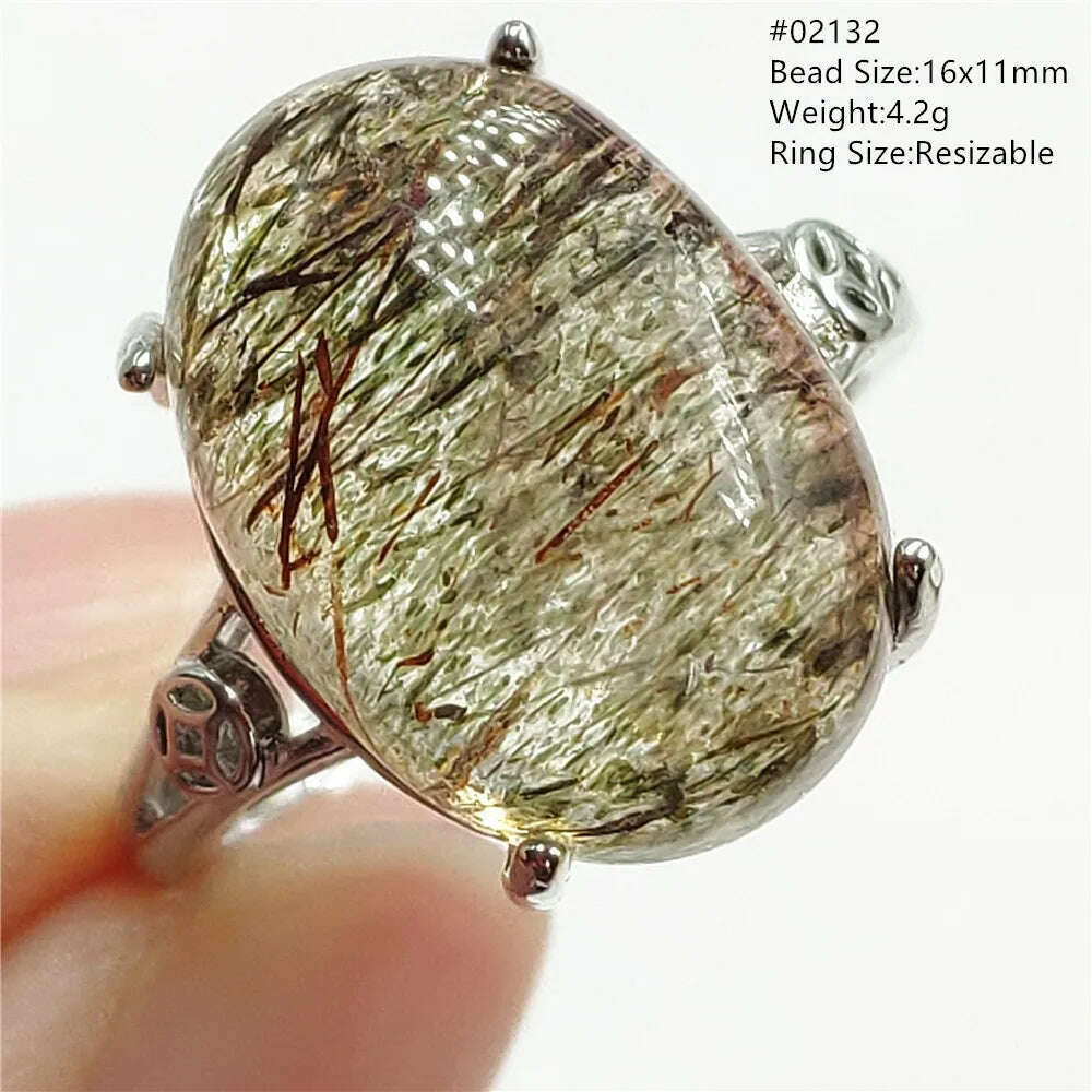 Natural Black Copper Super Seven Rutilated Quartz Ring 925 Sterling Silver Lucky Jewelry Bead Adjustable Size Woman Men AAAAAA - KIMLUD