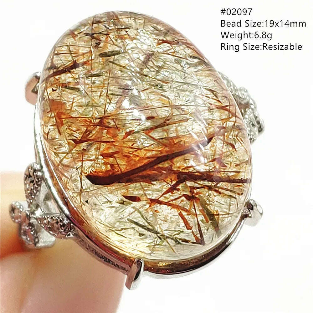 Natural Black Copper Super Seven Rutilated Quartz Ring 925 Sterling Silver Lucky Jewelry Bead Adjustable Size Woman Men AAAAAA - KIMLUD