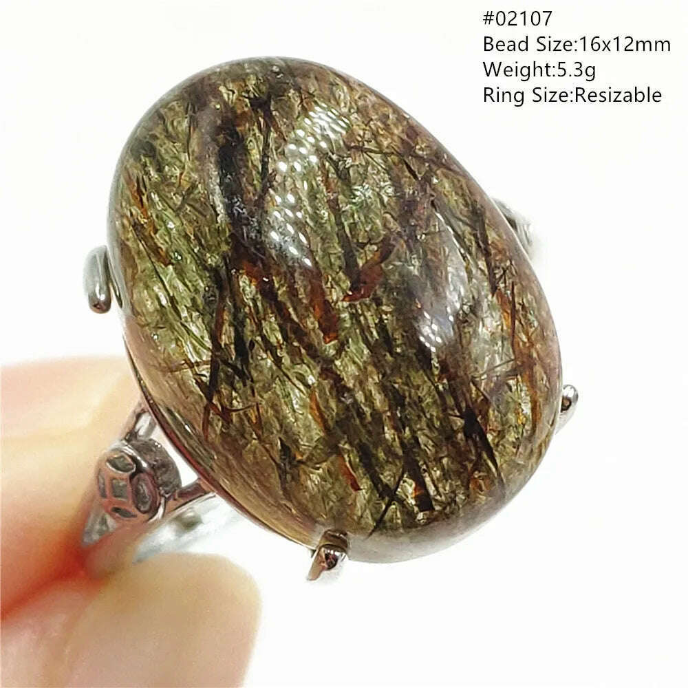 Natural Black Copper Super Seven Rutilated Quartz Ring 925 Sterling Silver Lucky Jewelry Bead Adjustable Size Woman Men AAAAAA - KIMLUD