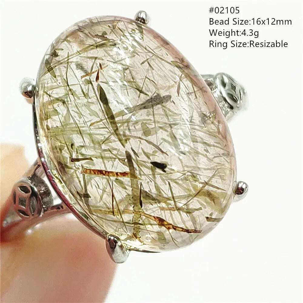 Natural Black Copper Super Seven Rutilated Quartz Ring 925 Sterling Silver Lucky Jewelry Bead Adjustable Size Woman Men AAAAAA - KIMLUD