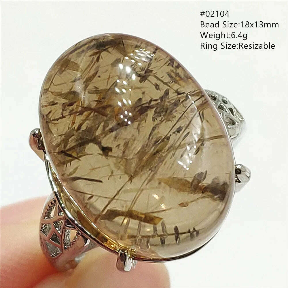 Natural Black Copper Super Seven Rutilated Quartz Ring 925 Sterling Silver Lucky Jewelry Bead Adjustable Size Woman Men AAAAAA - KIMLUD