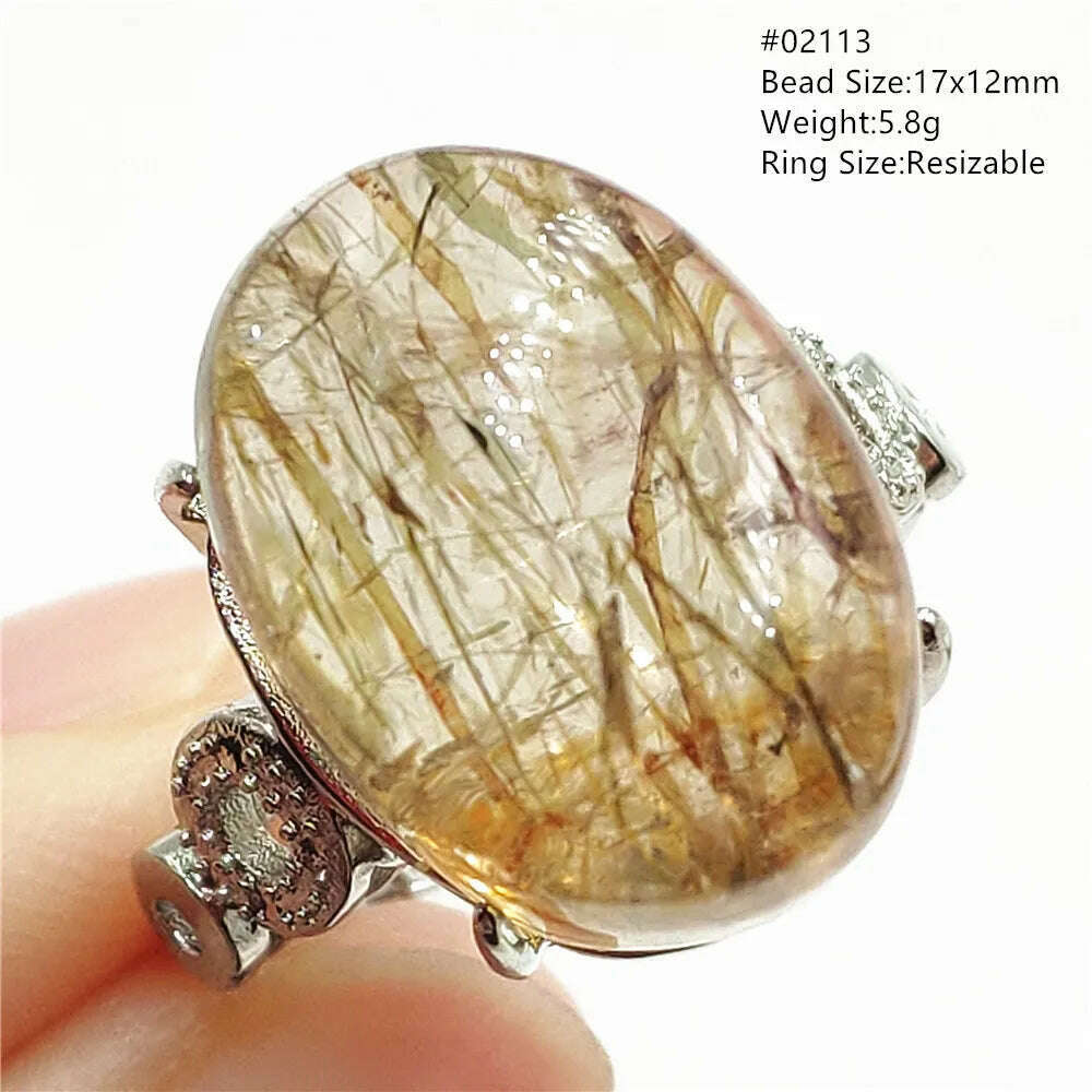 Natural Black Copper Super Seven Rutilated Quartz Ring 925 Sterling Silver Lucky Jewelry Bead Adjustable Size Woman Men AAAAAA - KIMLUD