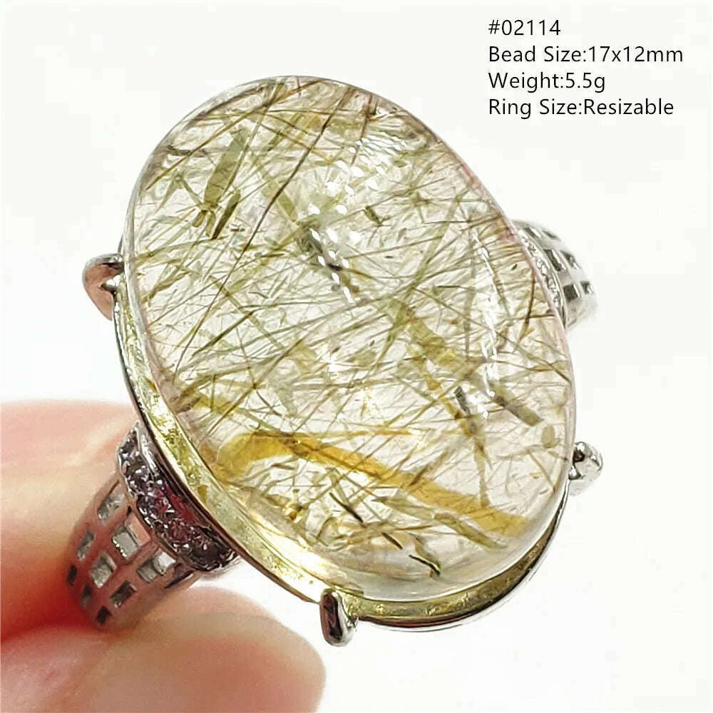 Natural Black Copper Super Seven Rutilated Quartz Ring 925 Sterling Silver Lucky Jewelry Bead Adjustable Size Woman Men AAAAAA - KIMLUD