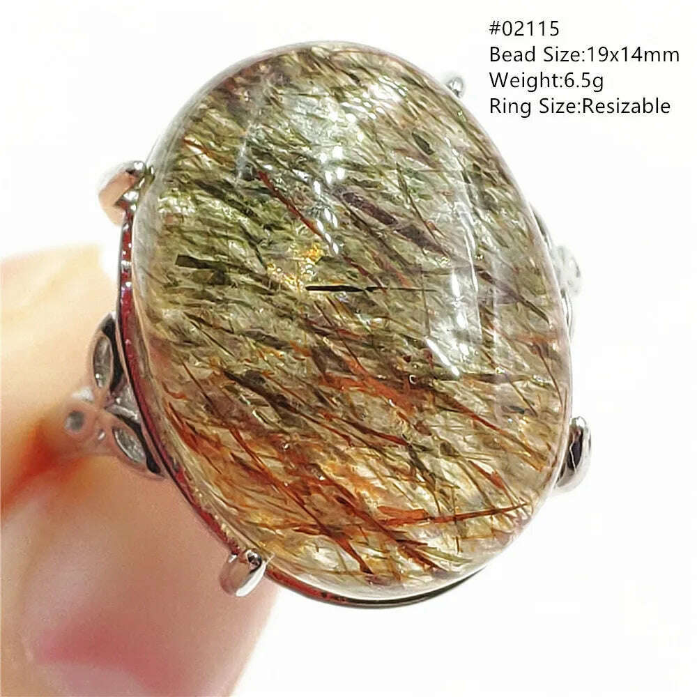 Natural Black Copper Super Seven Rutilated Quartz Ring 925 Sterling Silver Lucky Jewelry Bead Adjustable Size Woman Men AAAAAA - KIMLUD
