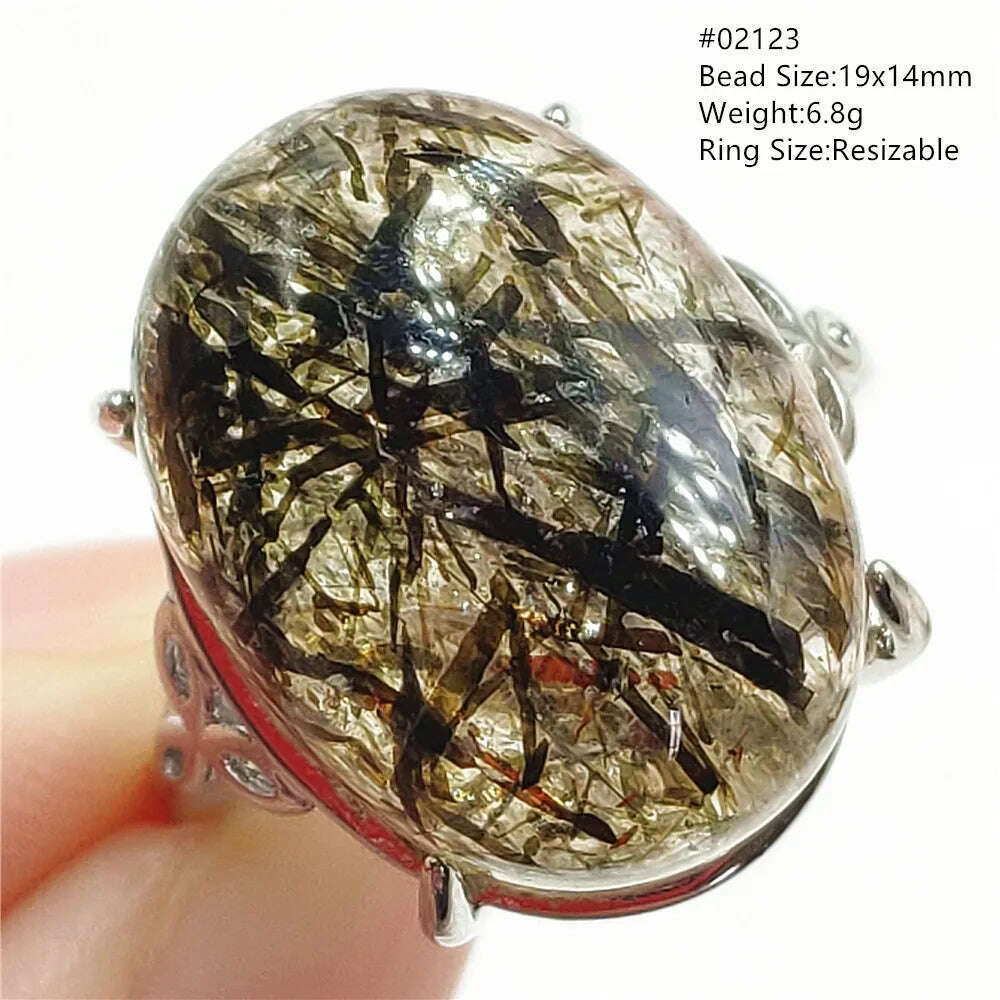 Natural Black Copper Super Seven Rutilated Quartz Ring 925 Sterling Silver Lucky Jewelry Bead Adjustable Size Woman Men AAAAAA - KIMLUD