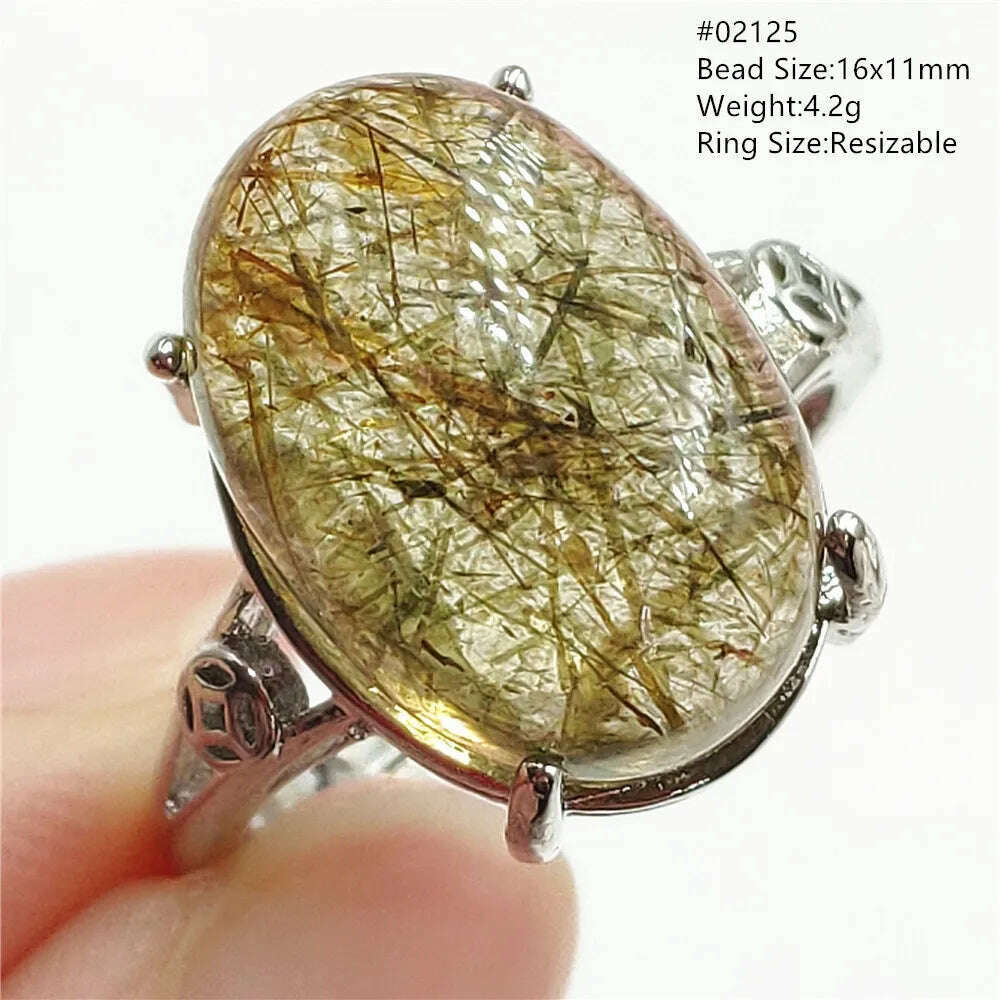Natural Black Copper Super Seven Rutilated Quartz Ring 925 Sterling Silver Lucky Jewelry Bead Adjustable Size Woman Men AAAAAA - KIMLUD