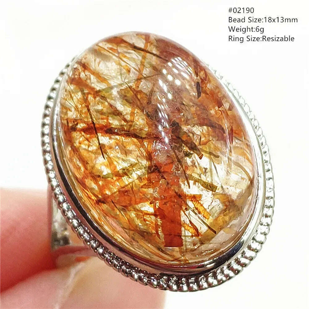 Natural Black Copper Super Seven Rutilated Quartz Ring 925 Sterling Silver Lucky Jewelry Bead Adjustable Size Woman Men AAAAAA - KIMLUD