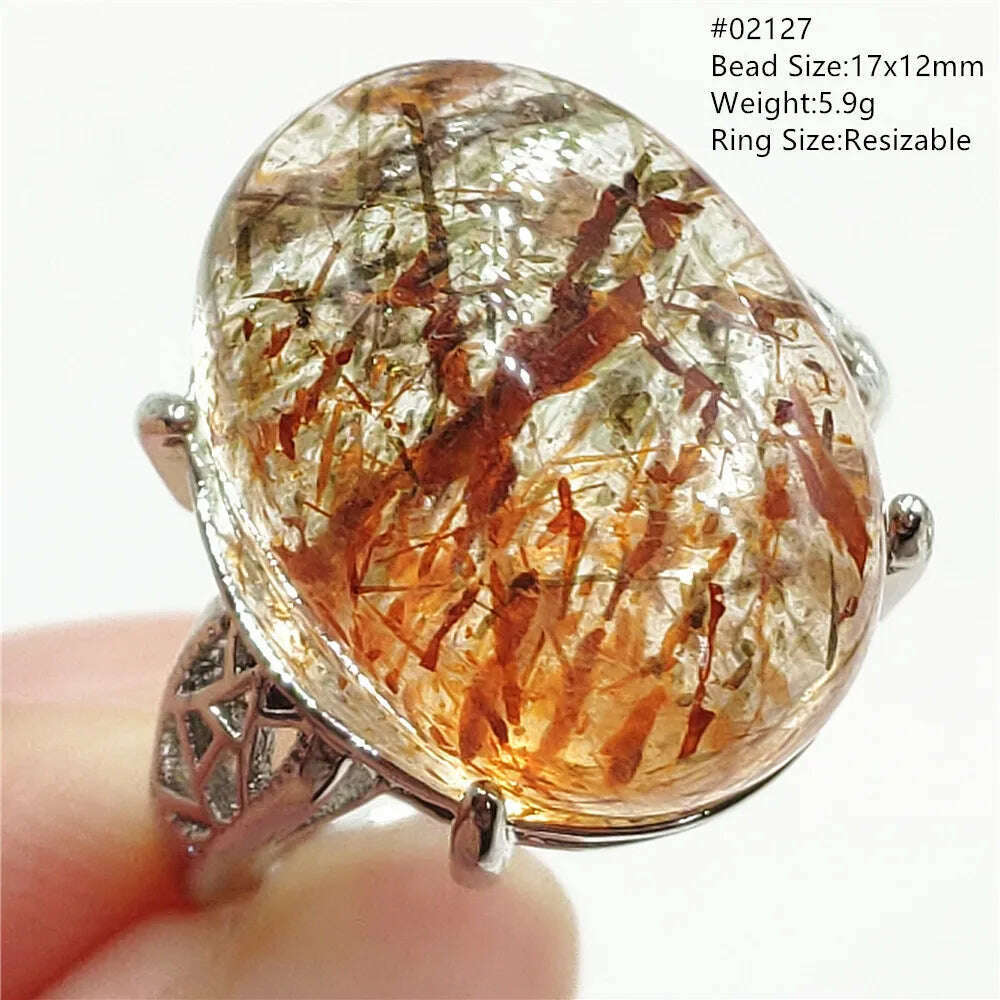 Natural Black Copper Super Seven Rutilated Quartz Ring 925 Sterling Silver Lucky Jewelry Bead Adjustable Size Woman Men AAAAAA - KIMLUD