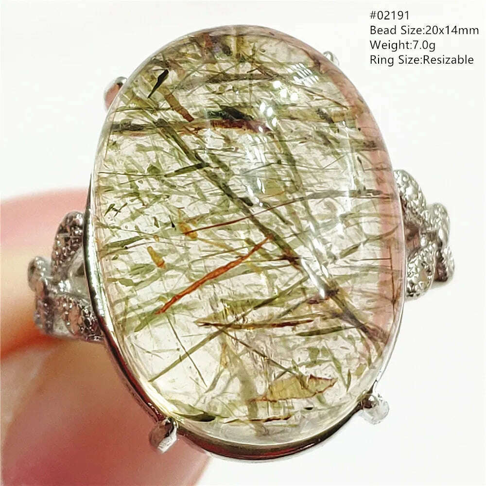Natural Black Copper Super Seven Rutilated Quartz Ring 925 Sterling Silver Lucky Jewelry Bead Adjustable Size Woman Men AAAAAA - KIMLUD