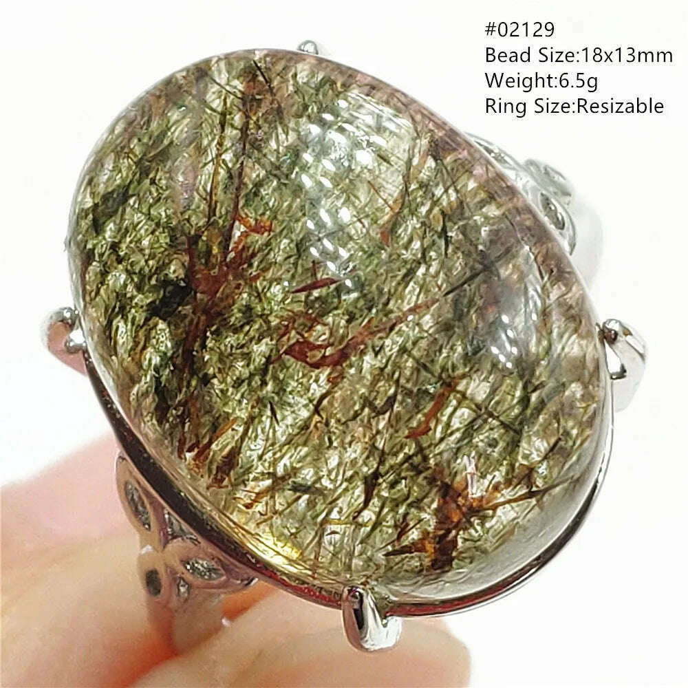 Natural Black Copper Super Seven Rutilated Quartz Ring 925 Sterling Silver Lucky Jewelry Bead Adjustable Size Woman Men AAAAAA - KIMLUD