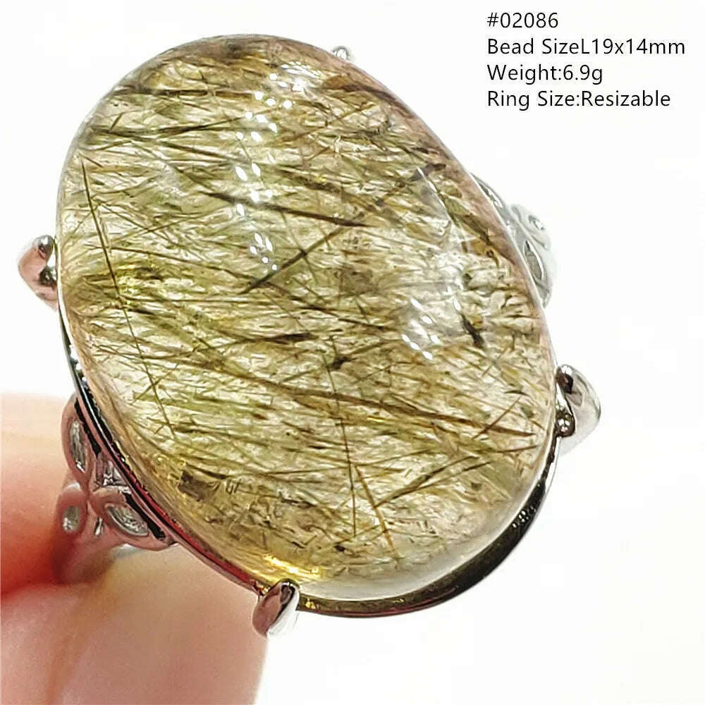 Natural Black Copper Super Seven Rutilated Quartz Ring 925 Sterling Silver Lucky Jewelry Bead Adjustable Size Woman Men AAAAAA - KIMLUD