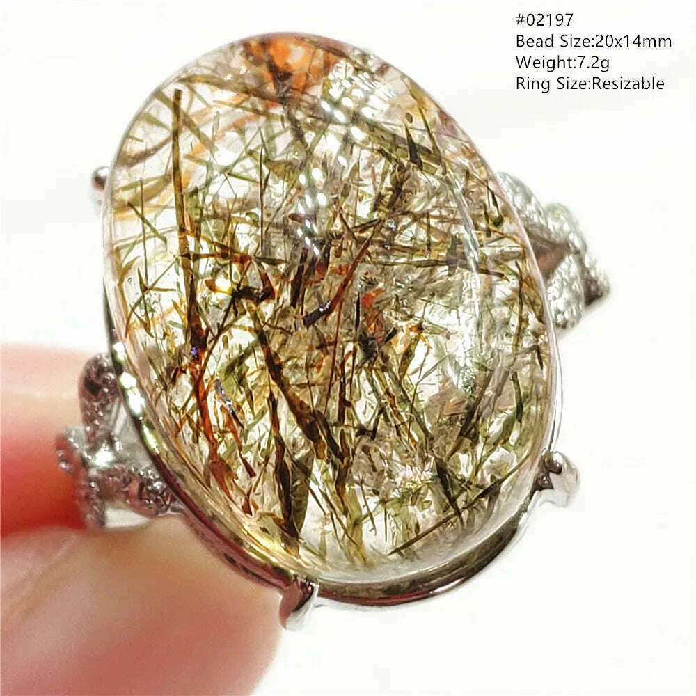 Natural Black Copper Super Seven Rutilated Quartz Ring 925 Sterling Silver Lucky Jewelry Bead Adjustable Size Woman Men AAAAAA - KIMLUD