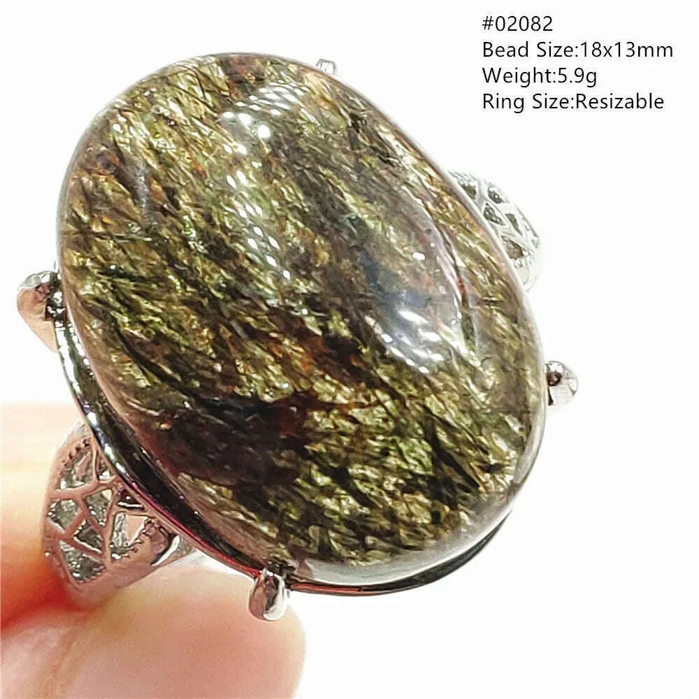 Natural Black Copper Super Seven Rutilated Quartz Ring 925 Sterling Silver Lucky Jewelry Bead Adjustable Size Woman Men AAAAAA - KIMLUD