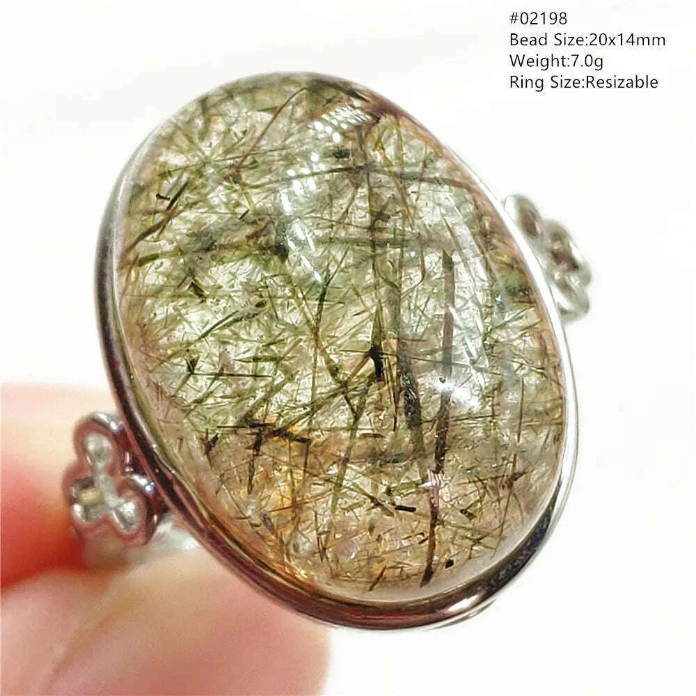 Natural Black Copper Super Seven Rutilated Quartz Ring 925 Sterling Silver Lucky Jewelry Bead Adjustable Size Woman Men AAAAAA - KIMLUD