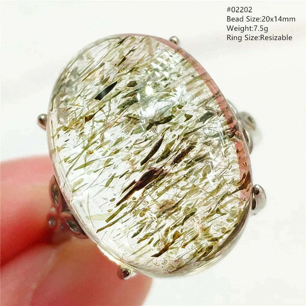 Natural Black Copper Super Seven Rutilated Quartz Ring 925 Sterling Silver Lucky Jewelry Bead Adjustable Size Woman Men AAAAAA - KIMLUD