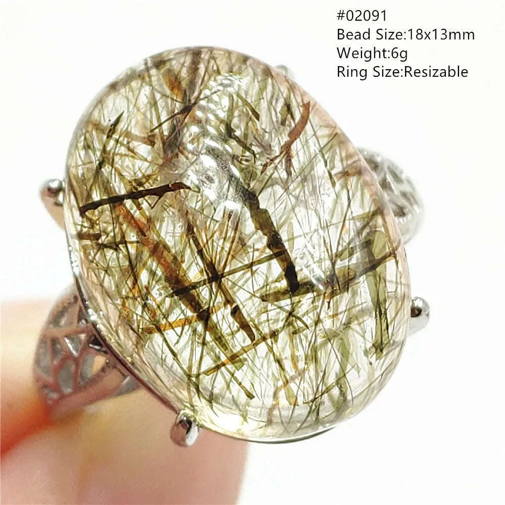 Natural Black Copper Super Seven Rutilated Quartz Ring 925 Sterling Silver Lucky Jewelry Bead Adjustable Size Woman Men AAAAAA - KIMLUD