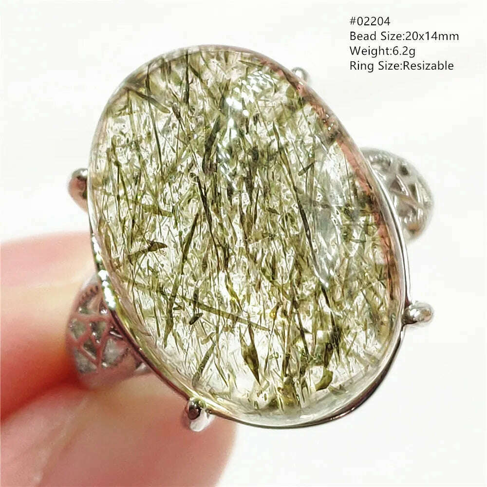 Natural Black Copper Super Seven Rutilated Quartz Ring 925 Sterling Silver Lucky Jewelry Bead Adjustable Size Woman Men AAAAAA - KIMLUD