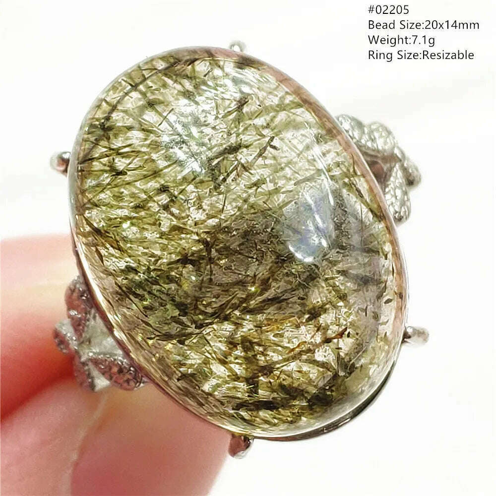 Natural Black Copper Super Seven Rutilated Quartz Ring 925 Sterling Silver Lucky Jewelry Bead Adjustable Size Woman Men AAAAAA - KIMLUD