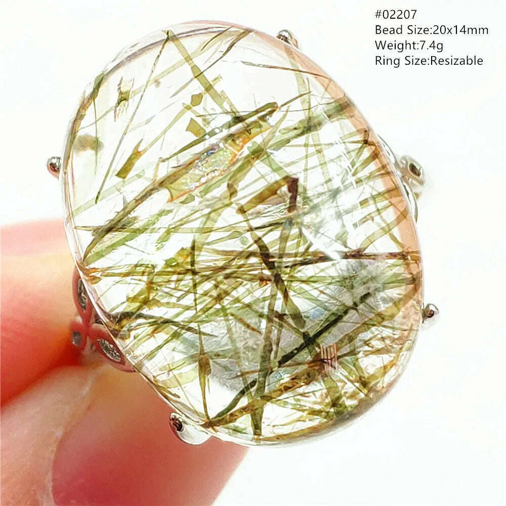 Natural Black Copper Super Seven Rutilated Quartz Ring 925 Sterling Silver Lucky Jewelry Bead Adjustable Size Woman Men AAAAAA - KIMLUD