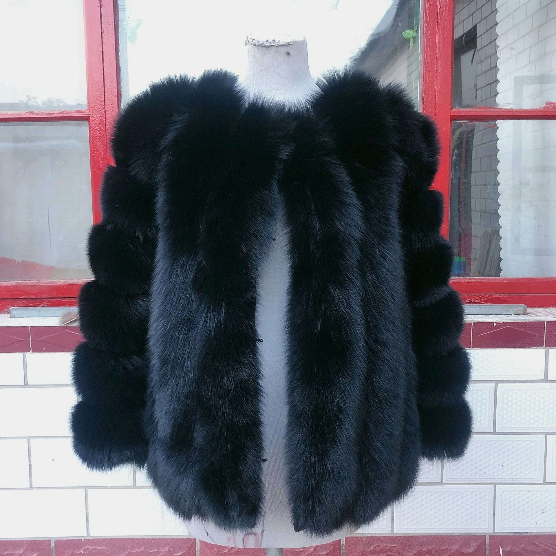 Natural fur ackets for women 2023 New style real fur coat Vertical bar high quality winter women cold coat Luxury free shipping - KIMLUD