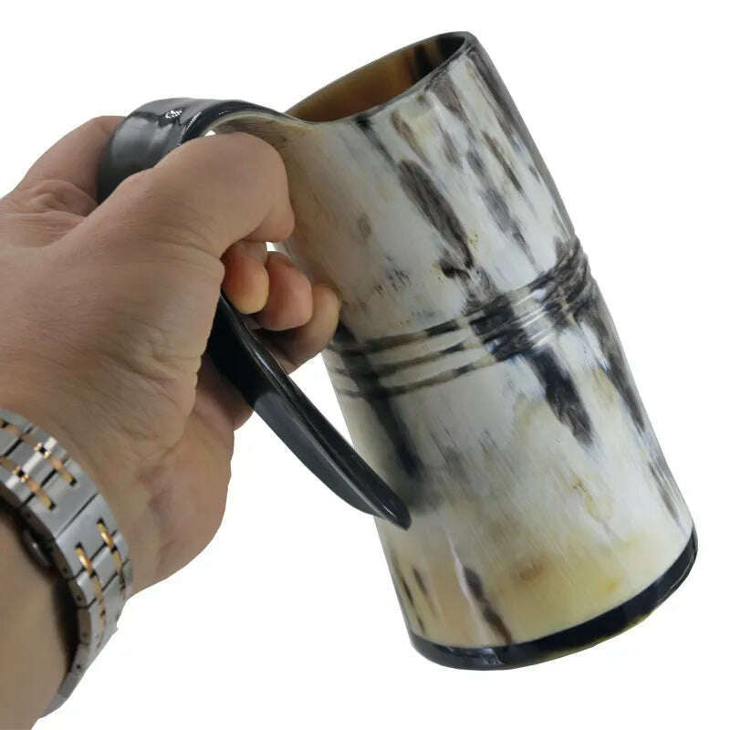 Natural Ox Horn Coffee Mug Viking Drinking Horn Tankard Authentic Medieval Inspired Goblet-Food Grade&One Year Warranty - KIMLUD