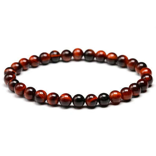 Natural Stone Beads Red Tiger Eye Bracelet Strand Beaded Mens Buddha Bracelet For Women Male Yoga Handmade Jewelry - KIMLUD