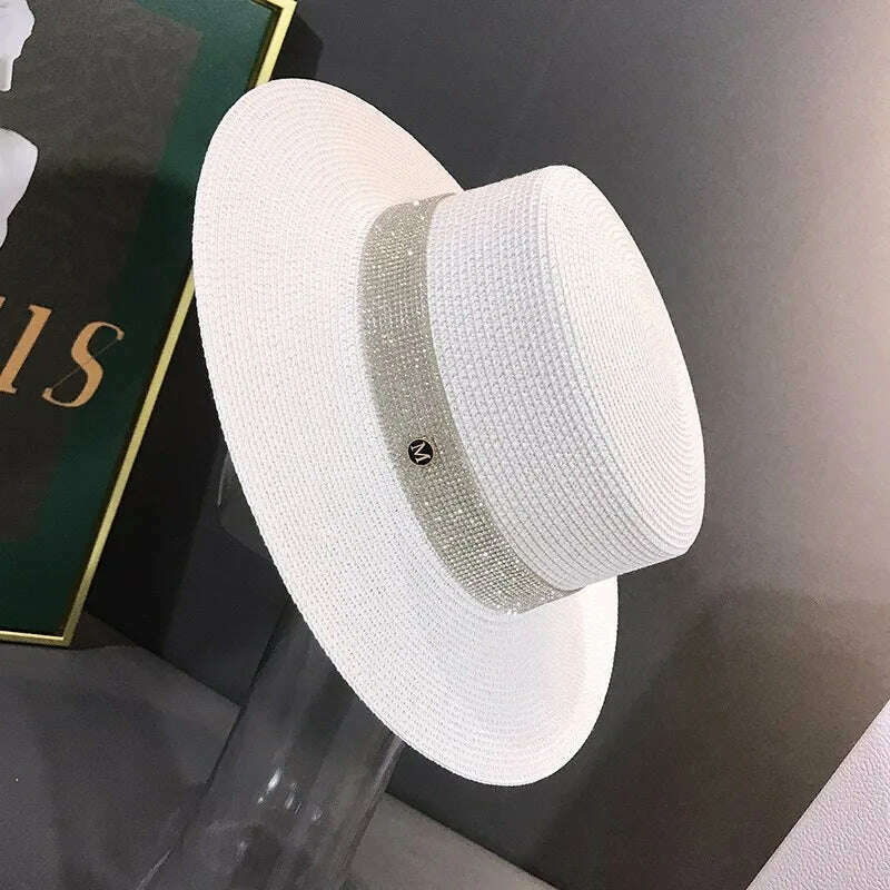 Net celebrity sun-shading flat straw hat women summer fedora hat travel on the beach and beach vacation sunscreen hat панама - KIMLUD