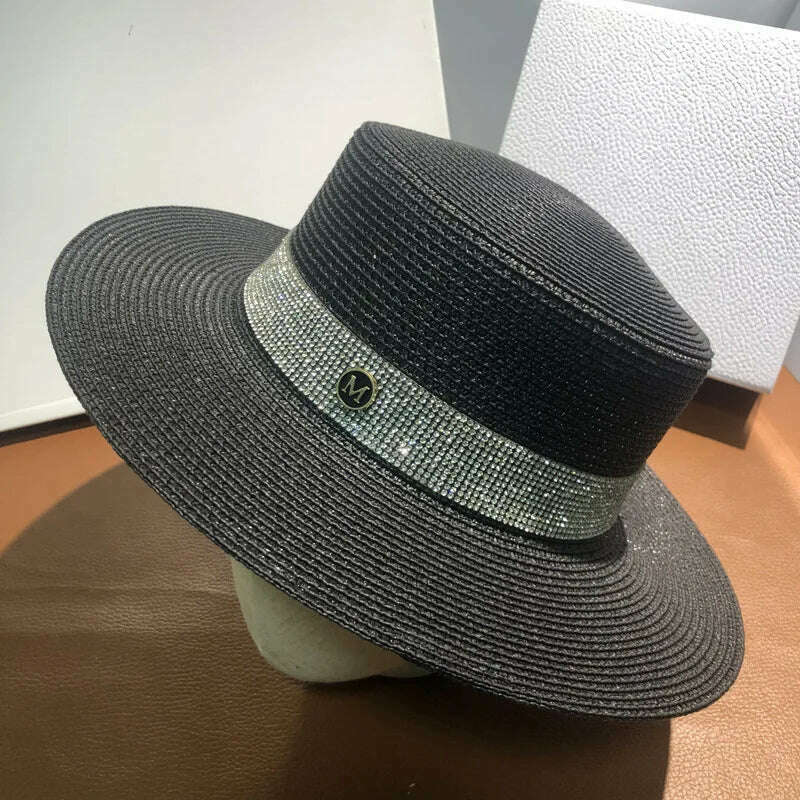 Net celebrity sun-shading flat straw hat women summer fedora hat travel on the beach and beach vacation sunscreen hat панама - KIMLUD