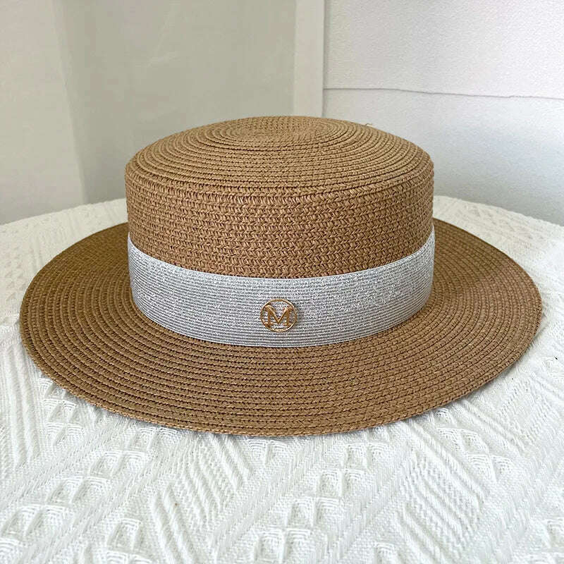 Net celebrity sun-shading flat straw hat women summer fedora hat travel on the beach and beach vacation sunscreen hat панама - KIMLUD