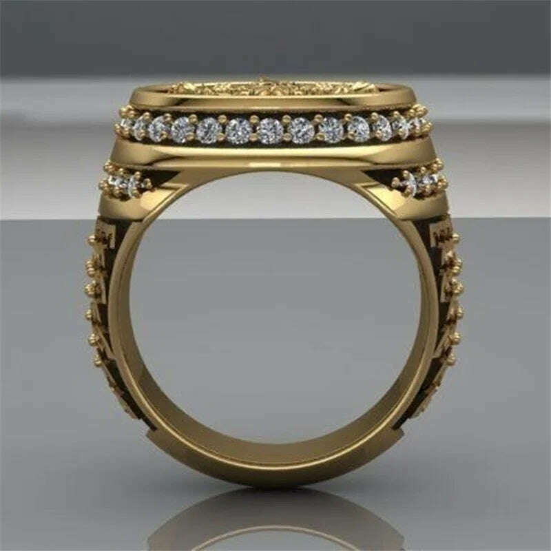 New Arrival Men Rings Unique Badge Double Headed Eagle Ring Wedding Anniversary Angel Wings Jewelry - KIMLUD