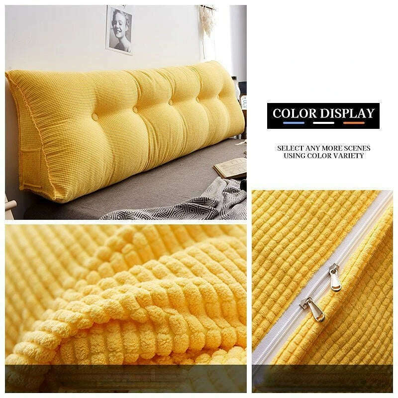 New Comfortable Headrest Cushion Bedroom Bed Long Pillow Washable Soft Triangular Backrest Room Decoration Head Waist Protection - KIMLUD