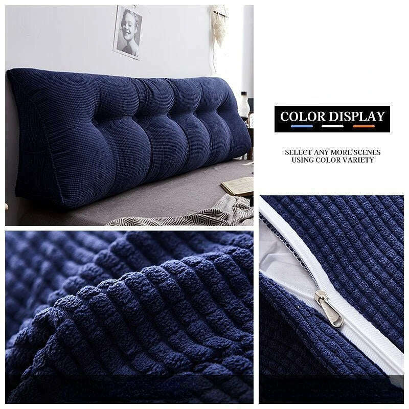 New Comfortable Headrest Cushion Bedroom Bed Long Pillow Washable Soft Triangular Backrest Room Decoration Head Waist Protection - KIMLUD