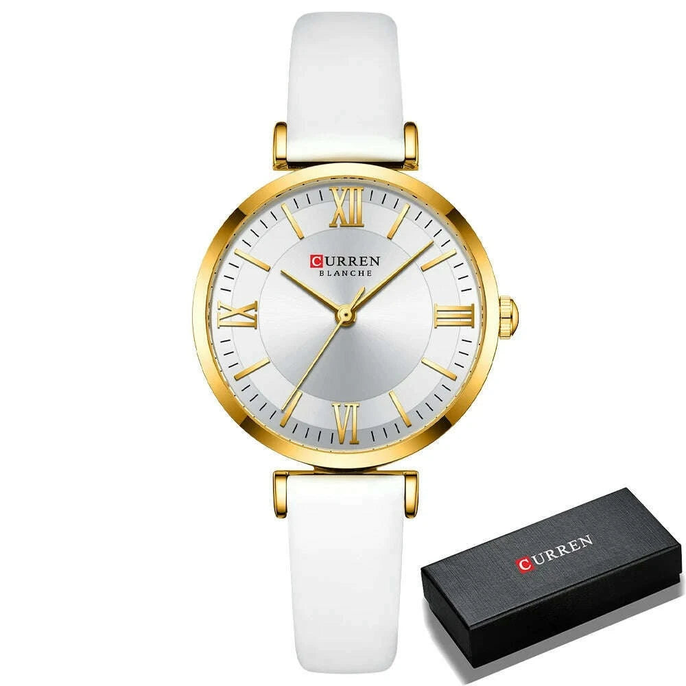 NEW CURREN Watches Women's Quartz Leather Wrsitwatches Fashionable Classic Clock Montre femme - KIMLUD