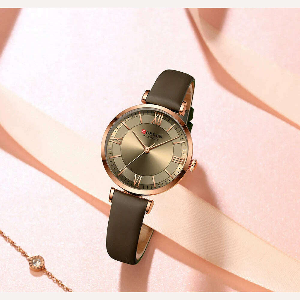 NEW CURREN Watches Women's Quartz Leather Wrsitwatches Fashionable Classic Clock Montre femme - KIMLUD