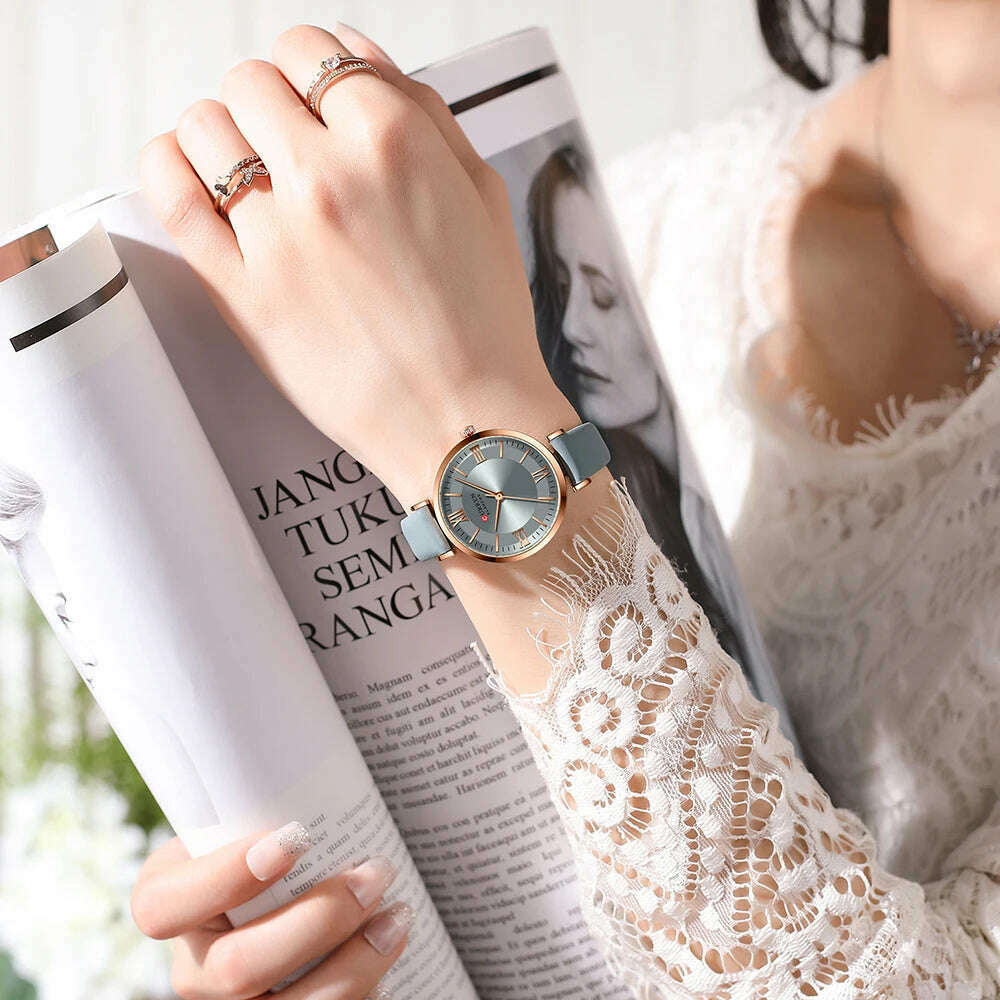 NEW CURREN Watches Women's Quartz Leather Wrsitwatches Fashionable Classic Clock Montre femme - KIMLUD